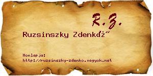 Ruzsinszky Zdenkó névjegykártya